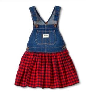 OSHKOSH BGOSH OVERALL PLAID DRESS Sz 12m